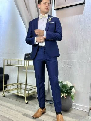 Zapatos Trajes Novio Azules Traje Azul Corte Slim Dos Piezas