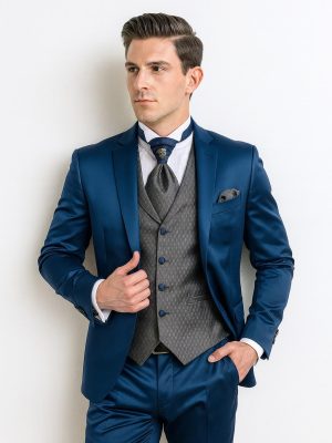 Traje Semi Levita | Azul Petróleo | Tres piezas | 834-363