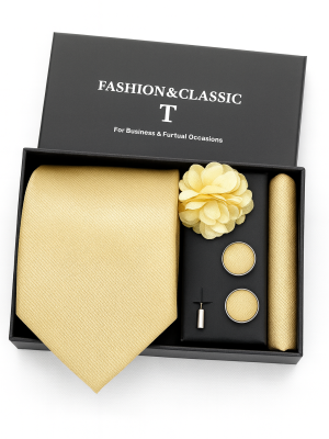 Set | Corbata | 4 Piezas | Amarillo pastel