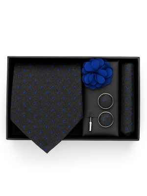 Set | Corbata | 4 Piezas | Marengo Punto azul