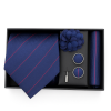Set | Corbata | 4 Piezas | Azul lineas rojas