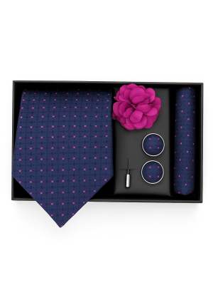 Set | Corbata | 4 Piezas | Azul puntos