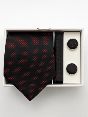 Set | Corbata | 3 Piezas | Negro puntos