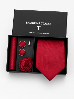 Set | Corbata | 4 Piezas | Rojo italiano