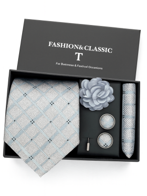 Set | Corbata | 4 Piezas | Gris textura