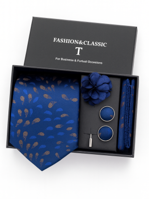 Set | Corbata | 4 Piezas | Azul diseño