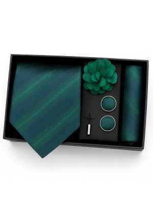 Set | Corbata | 4 Piezas | Verde rayas