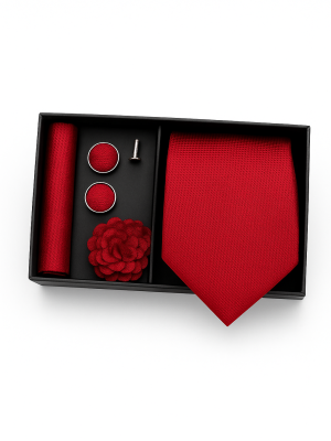 Set | Corbata | 4 Piezas | Rojo italiano