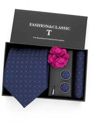 Set | Corbata | 4 Piezas | Azul puntos