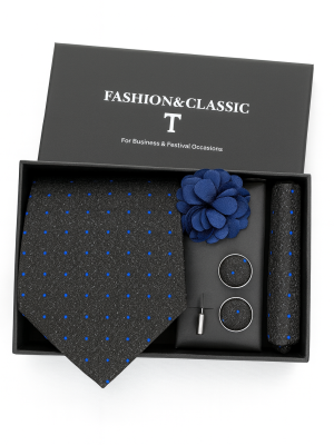 Set | Corbata | 4 Piezas | Marengo Punto azul