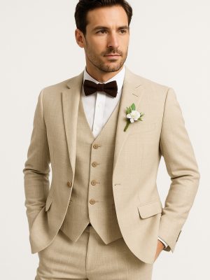 Traje tradicional | 3 Piezas | Lino beige |