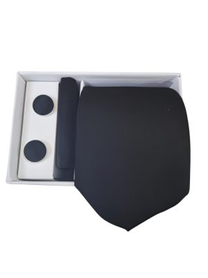 Set | Corbata | 3 Piezas | Negro Lisa