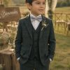 Traje| Niño| 3 piezas Lana Verde Pino Cuadrillé